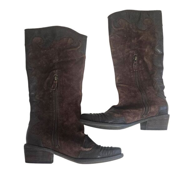 Franco Sarto Brown Suede Leather Western Boots Womens Size 5.5 - Picture 2 of 10